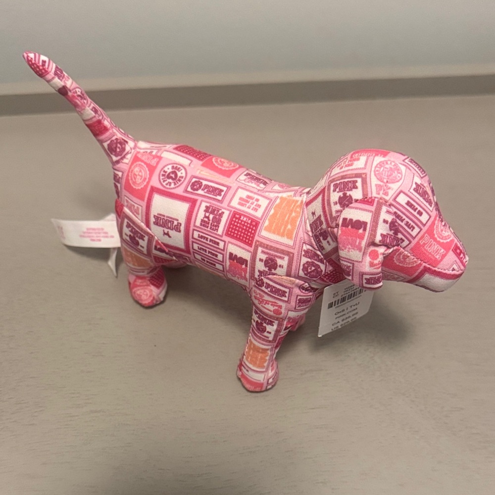PINK Victoria's Secret Pink Patterned Dachshund Plush Toy